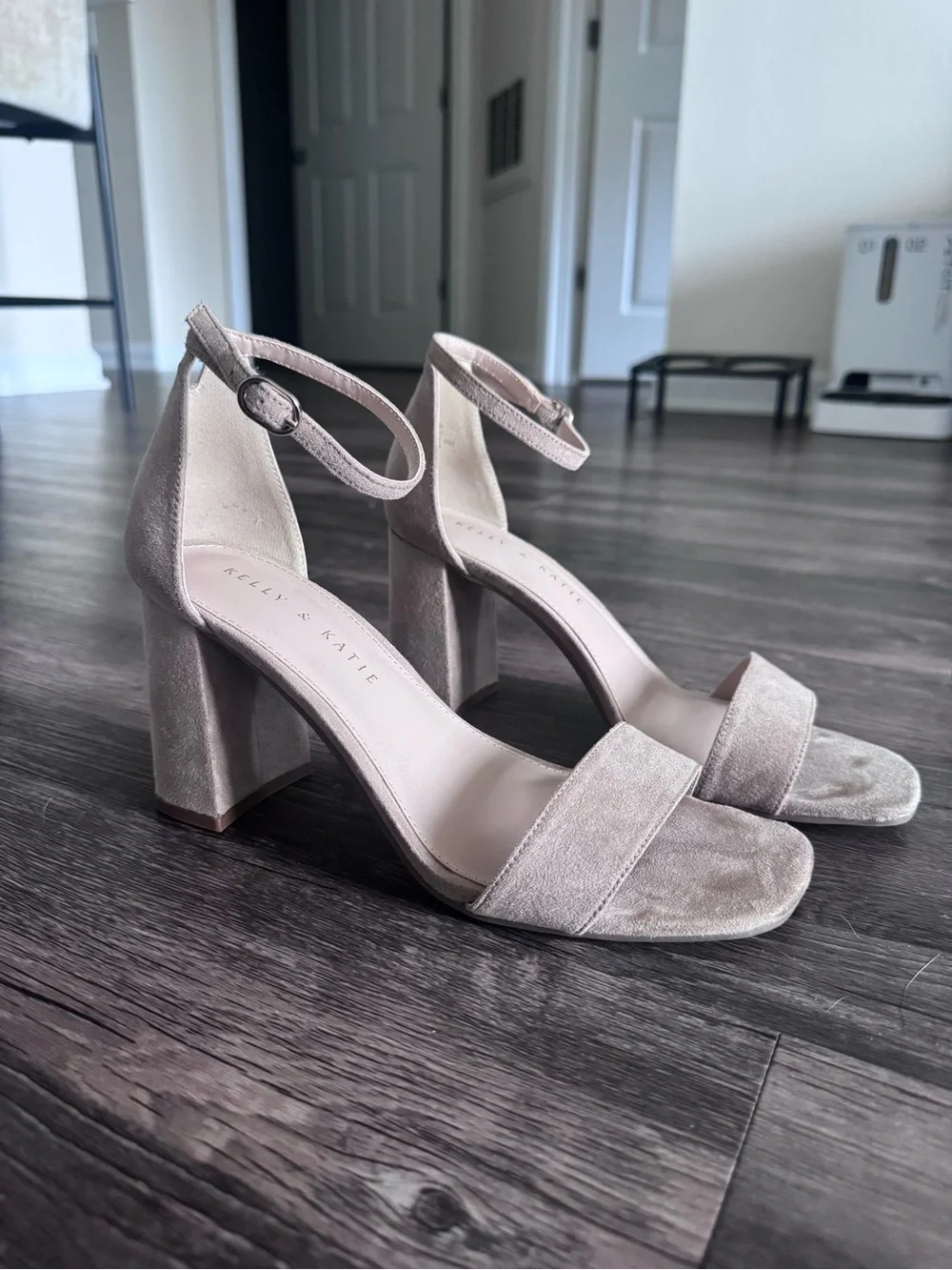 DSW Blush Nude Suede Block Heel Ankle-Strap Sandals